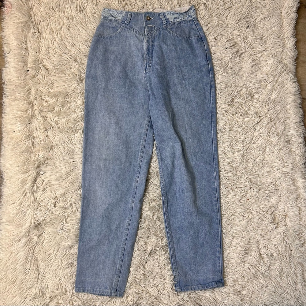 ◾️Y2K Vintage Pulse Mom Rodeo Riding Jeans Lace Trim Waistband